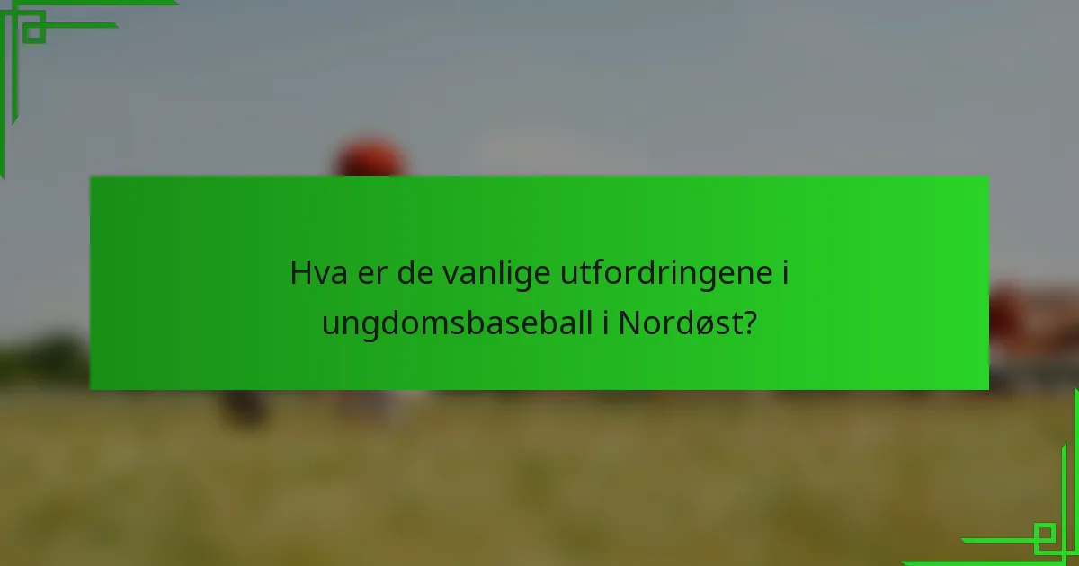 Hva er de vanlige utfordringene i ungdomsbaseball i Nordøst?
