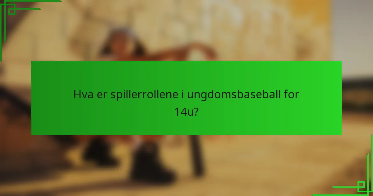 Hva er spillerrollene i ungdomsbaseball for 14u?