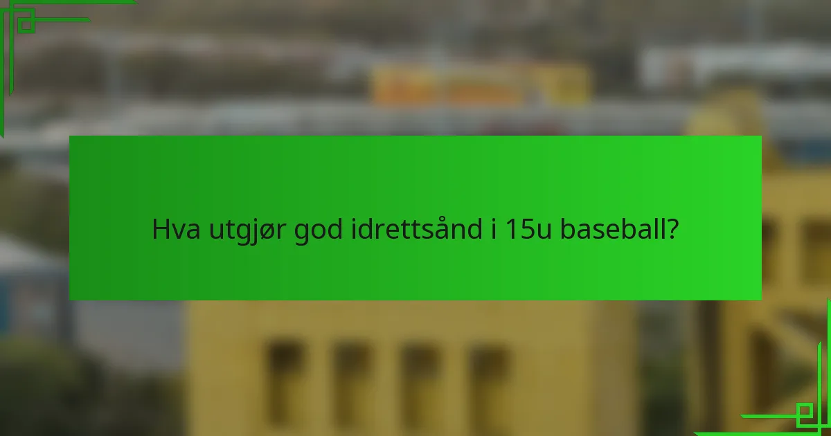 Hva utgjør god idrettsånd i 15u baseball?