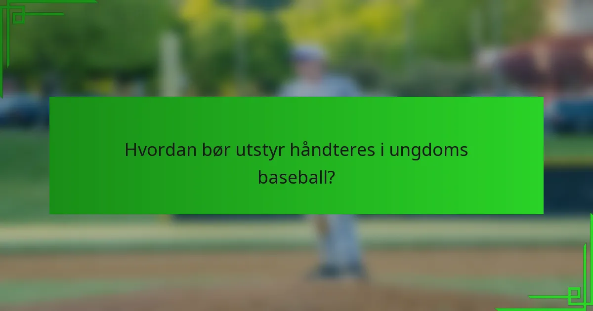 Hvordan bør utstyr håndteres i ungdoms baseball?