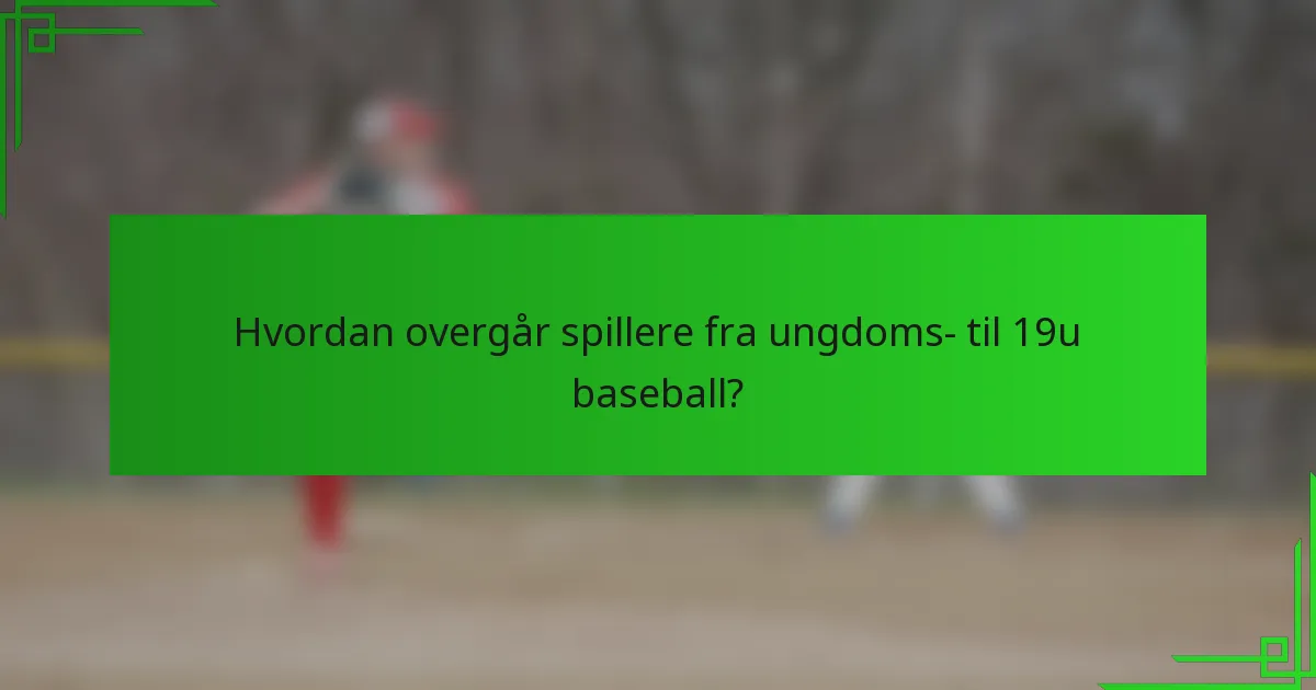 Hvordan overgår spillere fra ungdoms- til 19u baseball?